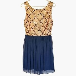 7346 * Deb Sequin Scallop Tulle Dress Blush Blue Size 9